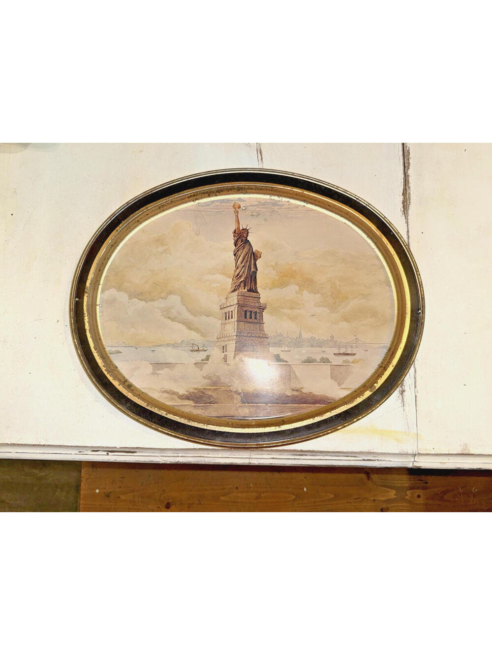Sunshine Biscuit Ltd. Edition Statue Of Liberty/Liberty Bell Tin Tray, patriotic